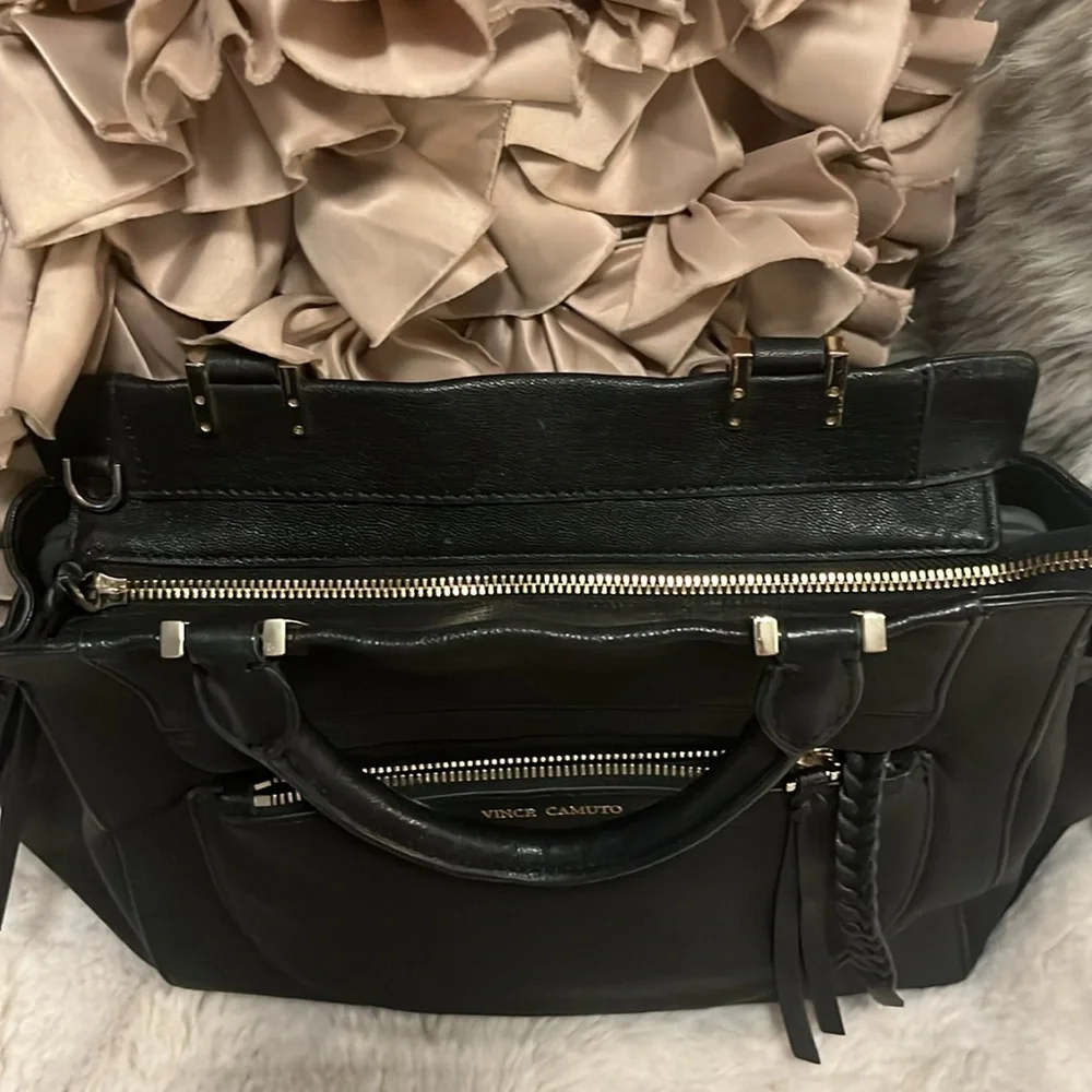 Vince Camuto Women’s Ayla Black Satchel Bag Purse